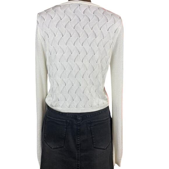 RAG & BONE Crocheted Crop Summer Sweater Womens (M) Boho White Soft Lightweight - Picture 3 of 9